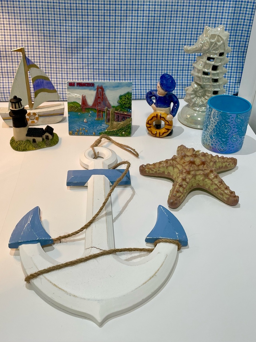 Coastal Nautical Décor Bundle – Lighthouse, Seahorse, Sailor, Anchor, & More